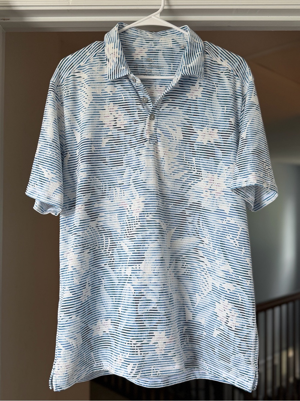 Tommy Bahama Costa Wave Palm Azul IslandZone Polo Shirt Men’s Medium